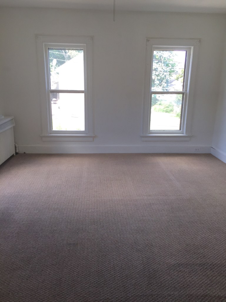 bedroom with two windows and carpet
