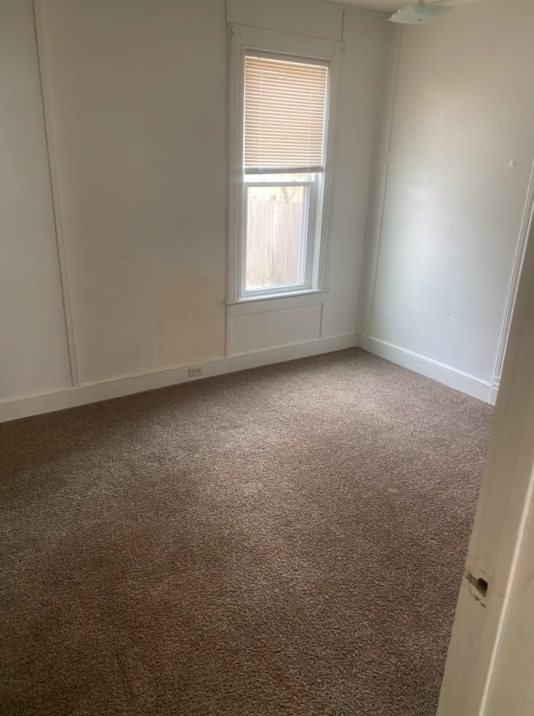 bedroom with carpet and window